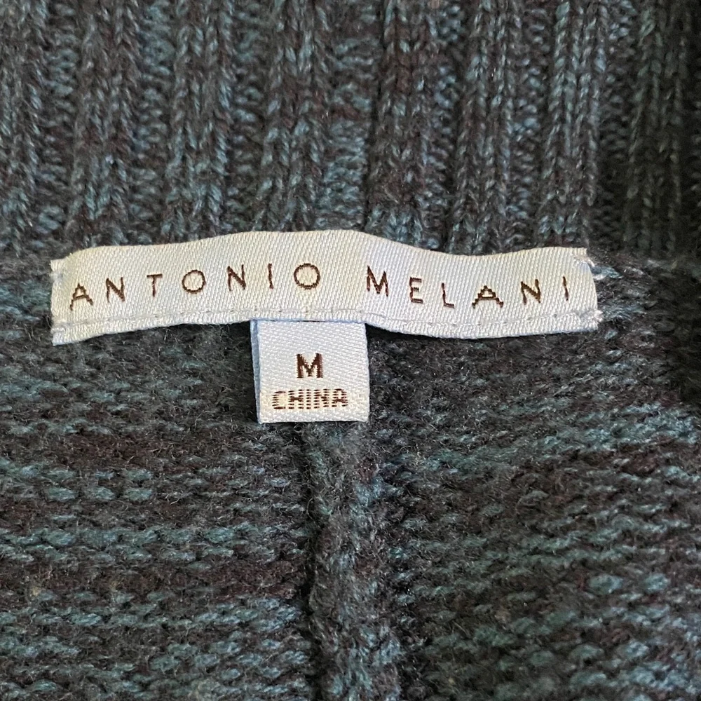 ANTONIO MELANI  Emerald Green and Black Shawl Collar Open front Wool Cardigan